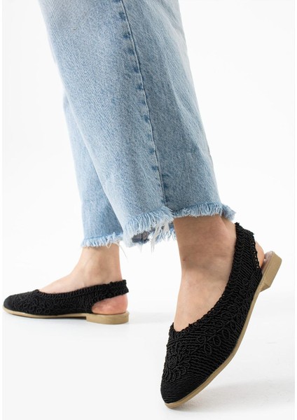 Kadın Yazlık Arka Açık Babet Nefes Alabilen Örgü Hasır Ayakkabı