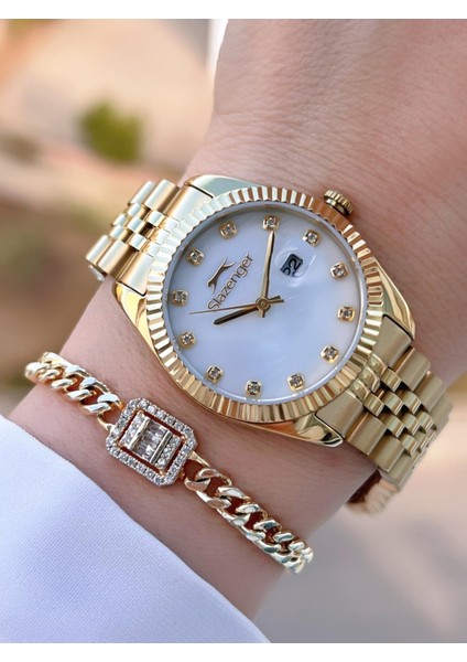 Çelik Kordon 5 Atm Suya Dayanıklı 2 Yıl Garantili Kadın Kol Saati+Bileklik BSL.09.2240.08