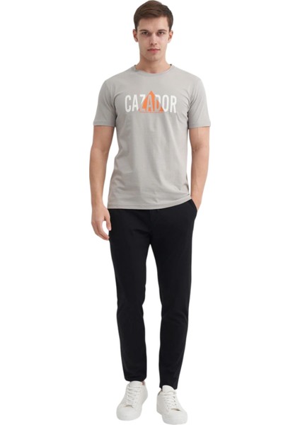 Erkek Bisiklet Yaka Pamuklu Baskılı Tişört 4155 modelleri