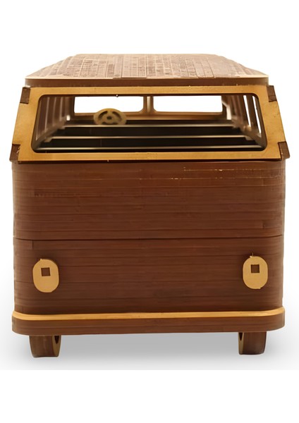 Volkswagen T1 Ahşap Model Araba - Retro Vw Minibüs Maketi - 91 Parça Ahşap 3D Kit