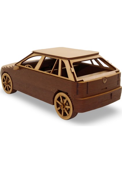 Volkswagen Golf Tarzı Ahşap Maket - 63 Parça 3D Puzzle - Ahşap Golf Otomobil Maketi