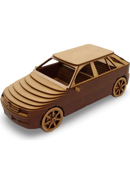 Volkswagen Golf Tarzı Ahşap Maket - 63 Parça 3D Puzzle - Ahşap Golf Otomobil Maketi