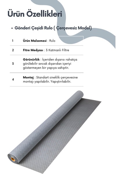 Yeni Nesil Sineklik | Pencere Toz Polen Koku Filtresi | Rulo Sineklik | Respilon Odera Window Air Filter