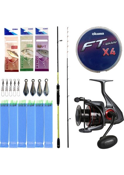 Hazır Tekne Oltası Seti Okuma Orata Tekne Kamışı 202CM 150-200GR 2 Parça Olta Kamışı&okuma Ceymar C-6000A 7+1bb Olta Makinesi