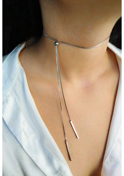 Gümüş Renkli Asansörlü Ayarlanabilir Çelik Kadın Kolye fiyatları