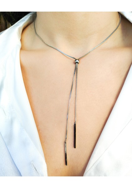 Gümüş Renkli Asansörlü Ayarlanabilir Çelik Kadın Kolye indirimleri