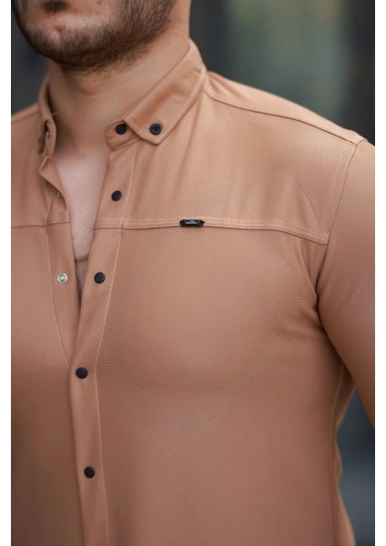 Erkek Çıtçıt Düğmeli Dikiş Detaylı Uzun Kollu Gömlek modelleri