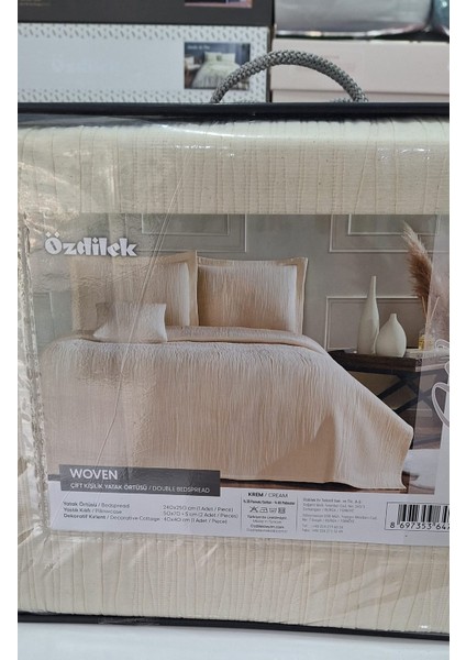 Yatak Örtüsü Takımı Tek Kişilik Woven Krem