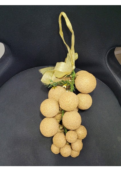 Dekor Yılbaşı Süs Simli Üzüm Model Altın Renk 25CM 1 Adet