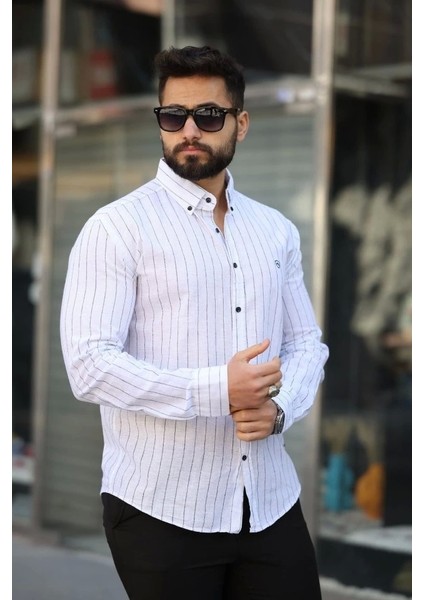 Erkek Pamuklu Çizgi Desenli Gömlek fiyatları