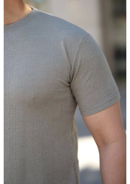 Erkek Ağaç Kabuğu Desenli Kısa Kollu T-Shirt modelleri