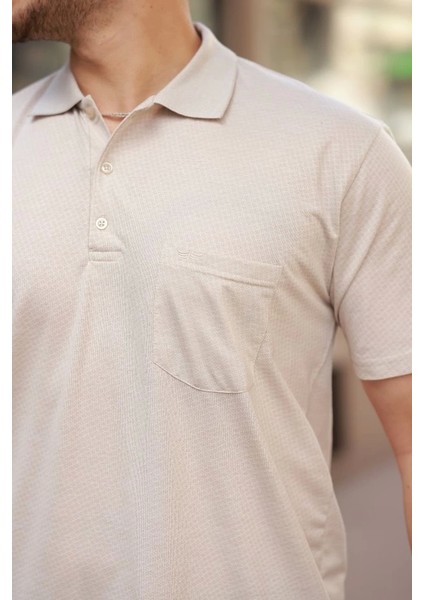 Erkek Yakalı Mini Jakarlı Kısa Kollu T-Shirt modelleri