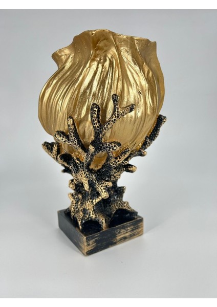 El Yapımı Polyester Gold Kaplama Istiridye Mercan Dekoratif Biblo indirimleri