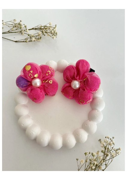 Kız Çocuk Pembe Papatya Incili Toka Seti