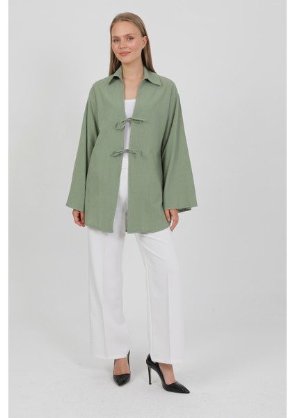 %100 Pamuk Keten Cepli Bağcıklı Kadın Kimono 1165 – Gömlek Yaka, Nefes Alan Kumaş fiyatları