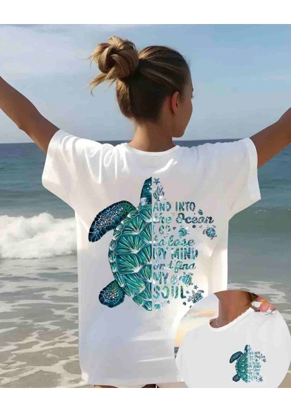 Ocean Baskılı Özel Tasarım Oversize Tshirt
