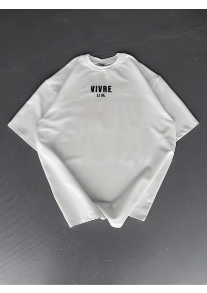 Baskılı Oversize Bisiklet Yaka T-Shirt - Beyaz fiyatları