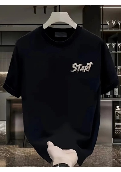 Baskılı Oversize Bisiklet Yaka T-Shirt - Siyah fiyatları