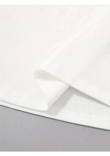 Baskılı Oversize Bisiklet Yaka T-Shirt - Beyaz modelleri