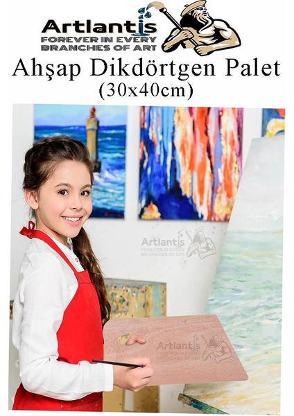 Ahşap Dikdörtgen Palet Naturel 20X30 cm 1 Adet Orta Boy Ahşap Boya Paleti Resim Boyama Tepsisi Akrilik Guaj Karıştırıcı