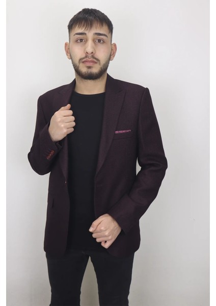 Fistan Store Erkek Italyan Kesim Dar Kalıp Tek Düğme Yazlık Blazer Ceket