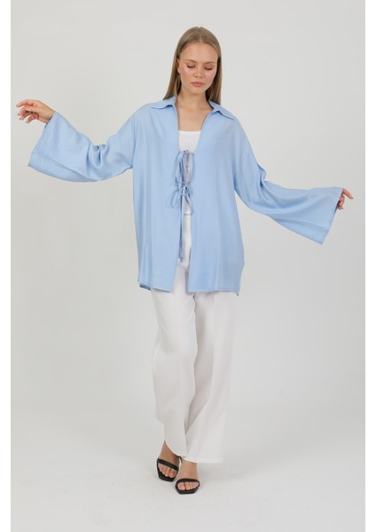 Doğal Viskon Kumaş Cepli Bağcıklı Kadın Kimono 1167 – Hafif, Dökümlü, Akışkan, Yazlık Model fiyatları