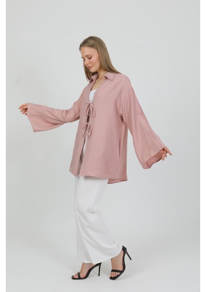 Doğal Viskon Kumaş Cepli Bağcıklı Kadın Kimono 1167 – Hafif, Dökümlü, Akışkan, Yazlık Model