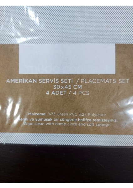 Amerikan Servis Set Placemats 30X45CM 4'lü %75 Green Pvc %27 Polyester fiyatları