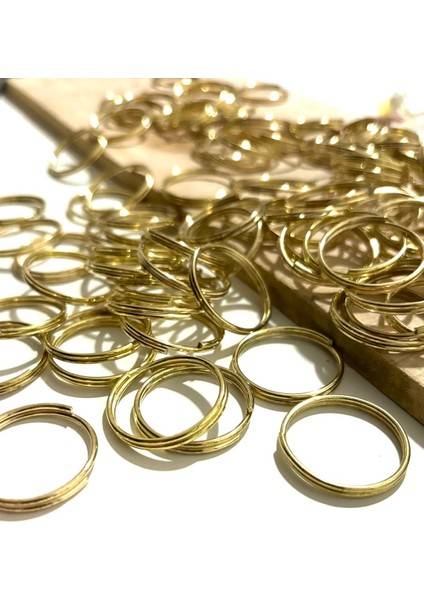 2.5cm Çift Sıra Zincirsiz Anahtarlık Halkası Sarı (100 Adet)