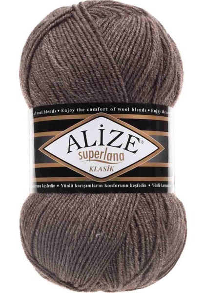 Klasik Örgü İpliği 5’li Paket – 100G x 5 – %25 Yün %75 Akrilik – Ince ve Yumuşak Klasik İplik – Hırka, Şal, Kazak Için