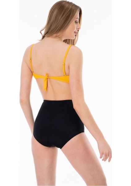 2025 Kreasyonu Sarı Yüksek Bel Kaplı Bikini Takımı