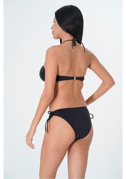 2025 Kreasyonu Siyah, Taşlı Düz Straplez Bikini Takımı fiyatları