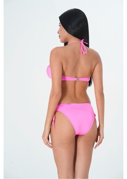 2025 Kreasyonu Pembe, Taşlı Düz Straplez Bikini Takımı fiyatları
