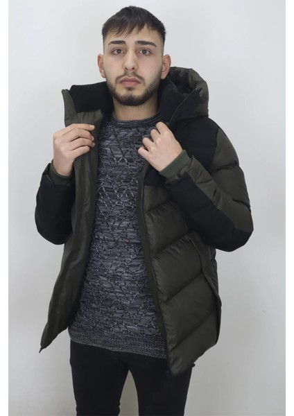 Fistan Store Erkek Hakim Yaka Spor Kesim Rahat Kalıp Kapüşonlu Kışlık Şişme Mont fiyatları