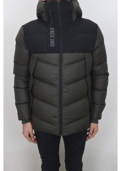 Fistan Store Erkek Hakim Yaka Spor Kesim Rahat Kalıp Kapüşonlu Kışlık Şişme Mont modelleri