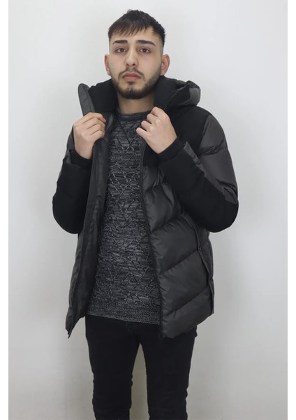 Fistan Store Erkek Hakim Yaka Spor Kesim Rahat Kalıp Kapüşonlu Kışlık Şişme Mont fiyatları