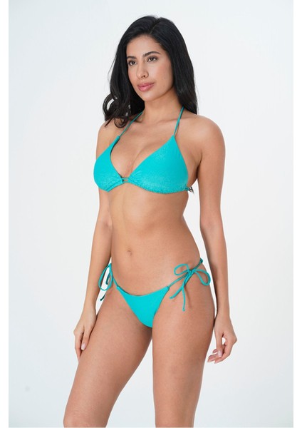 2025 Kreasyonu Açık Mavi Düz Üçgen Brazilian Bikini Takımı