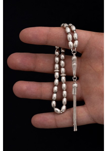 Erkek Gümüş Tesbih • Arpa Kesim Noktalı Orta Boy 18 gr Işıklı Kutuda fiyatları