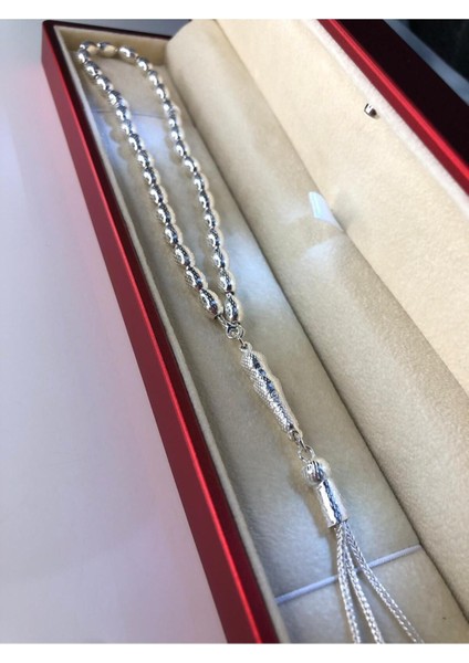 Erkek Gümüş Tesbih • Arpa Kesim Noktalı Orta Boy 18 gr Işıklı Kutuda modelleri