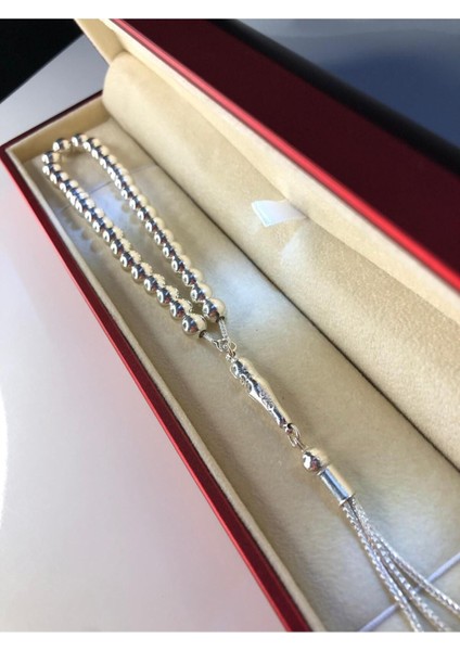 Erkek Gümüş Tesbih • Düz Küre Orta Boy 21-23 gr Işıklı Kutuda modelleri