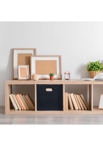 Siyah Keçe Saklama Kutusu Katlanabilir Dolap Içi Düzenleyici Kutu Organizer 30X30X30 cm