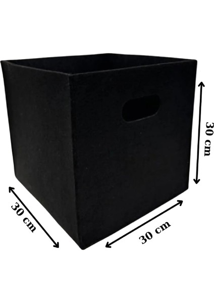 Siyah Keçe Saklama Kutusu Katlanabilir Dolap Içi Düzenleyici Kutu Organizer 30X30X30 cm