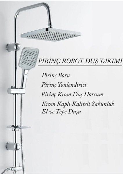 Krom Fonksiyonlu Yağmurlama Tepe Duş Seti