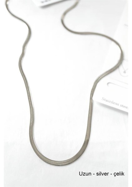 Uzun Italyan Çelik KOLYE-60CM - Gümüş