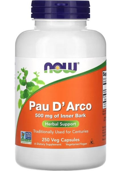 Pau D' Arco, 250 Veg Capsules (500 Mg Per Capsule)