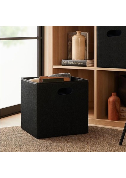 Dolap Içi Düzenleyici Kutu Siyah Keçe Organizer Sepet Saklama Kutusu 30X30X30 cm