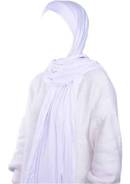 Üç Bantlı Beyaz Renk Pratik Şal