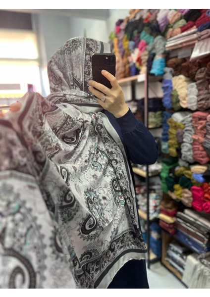 Aminenesil Modakaşmir Etnik Desen Soft Pamuk Şal Ekru Mürdüm Renk