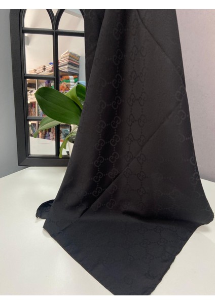 D Desen Soft Pamuk Eşarp Siyah Renk