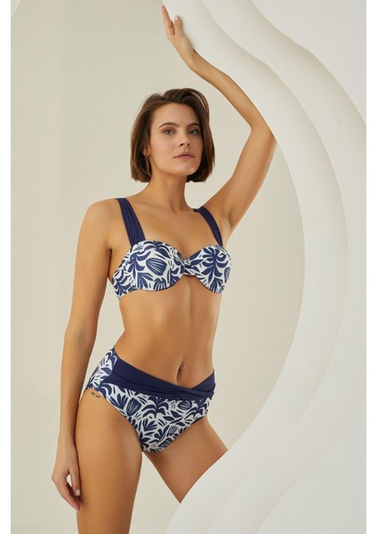 Özel Tasarım Yaprak Desenli Kaplı Bikini Takımı